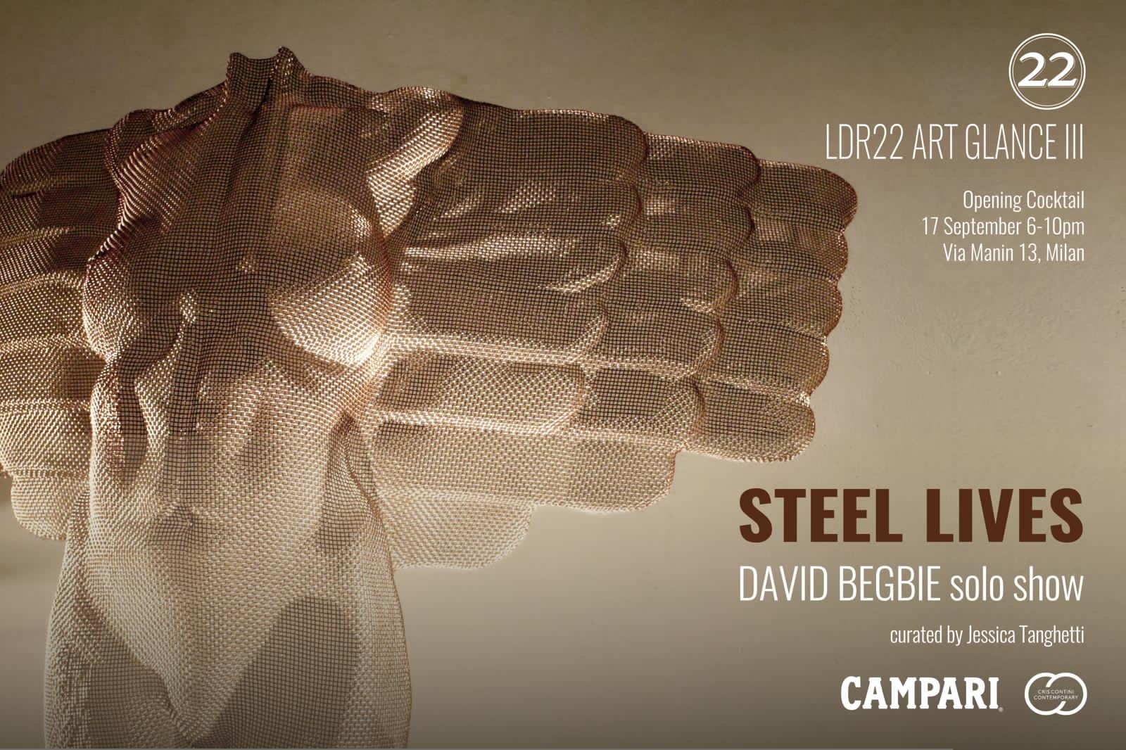 Angel sculpture embellish the invitation to an art exhibition at LDR22 Milano in 2024