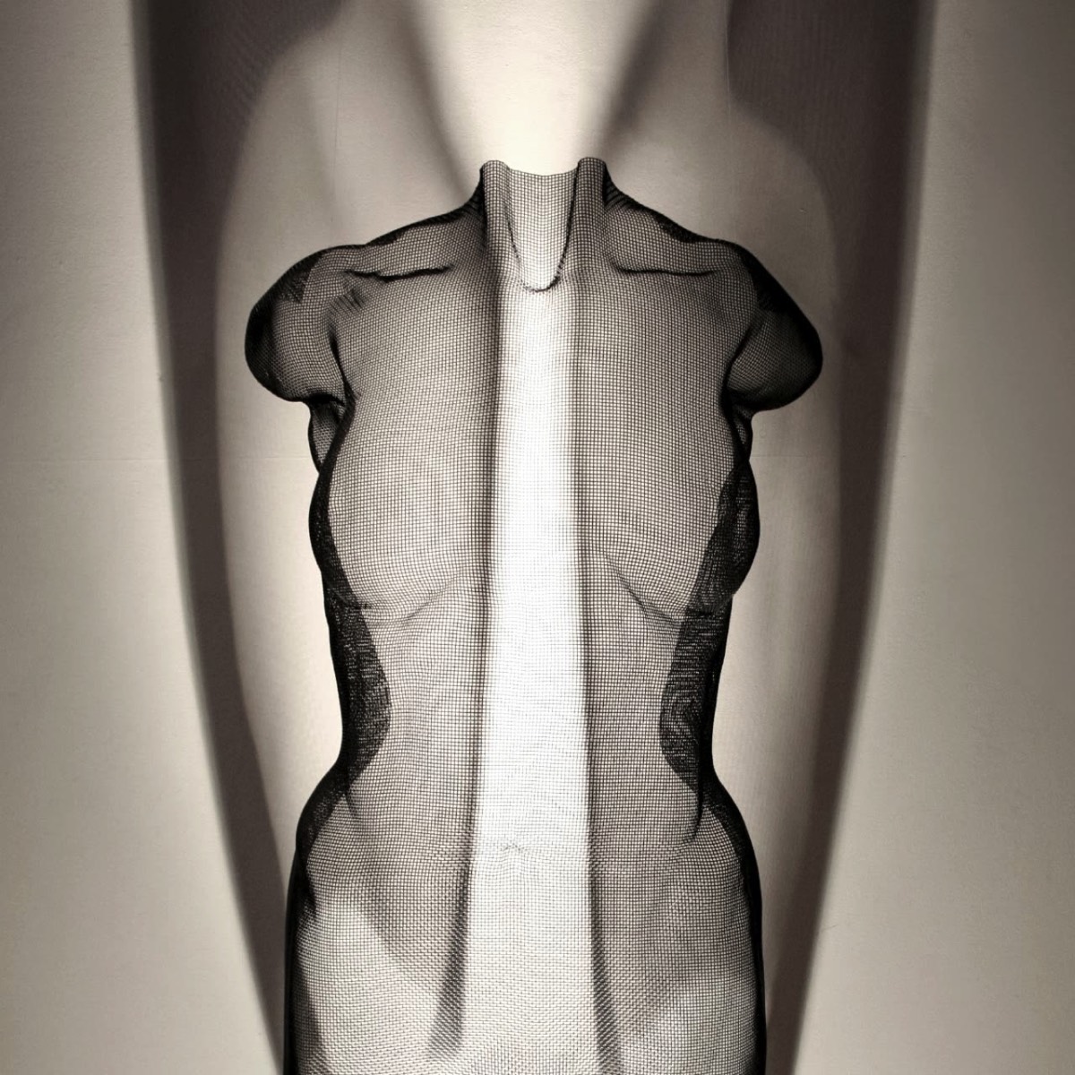 Close-up of a semi-transparent bronze sculpture