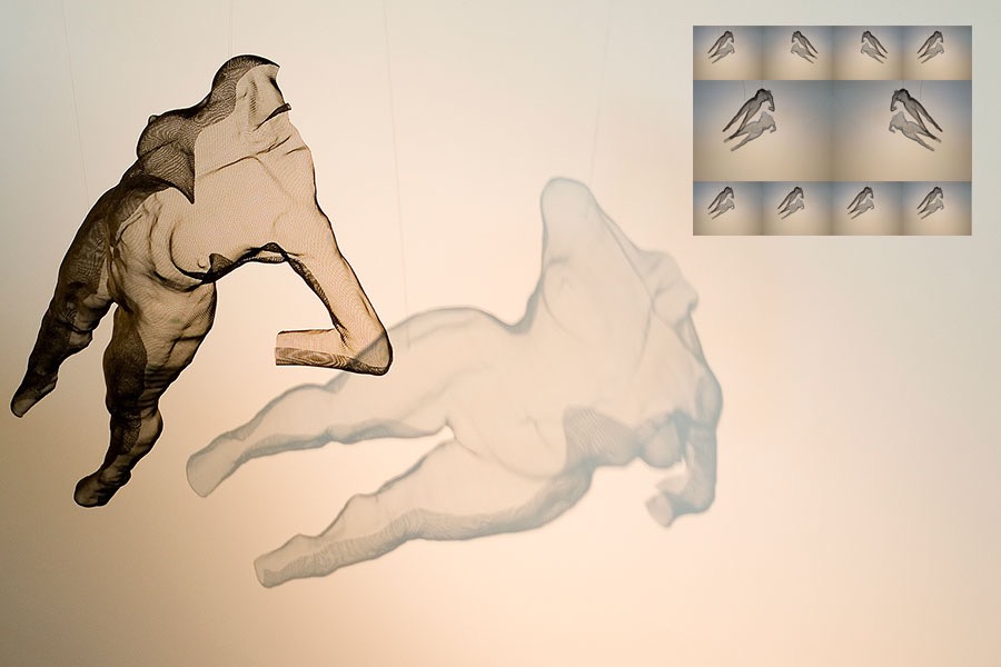 Large floating sculpture of a female figure for The Lowry Hotel