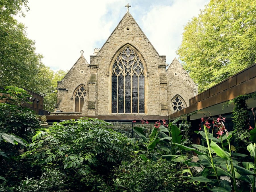 The Garden Museum in London - a view from the garden.