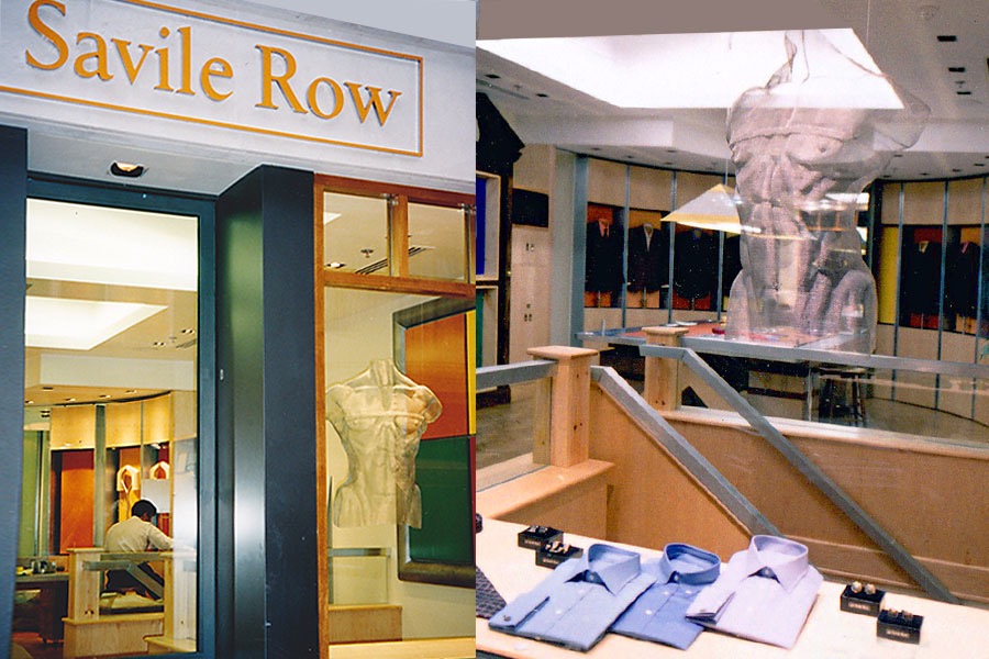 Male front body for a window display at Savile Row, London