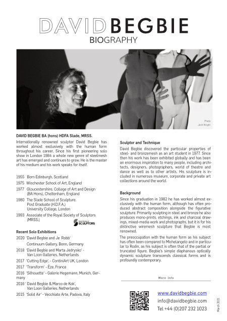 Biography of artist David Begbie MRSS.