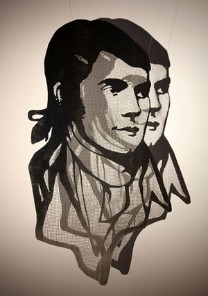 Robert Burns suspended portrait stainless steel