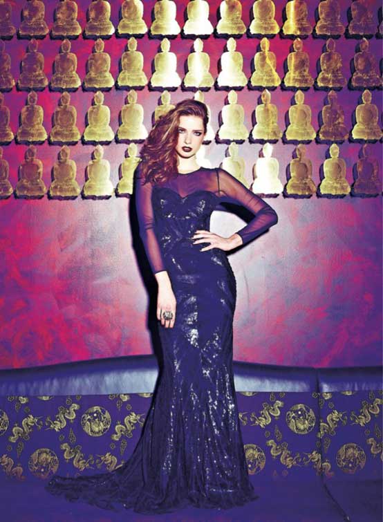 David Begbie artwork behind fashion model