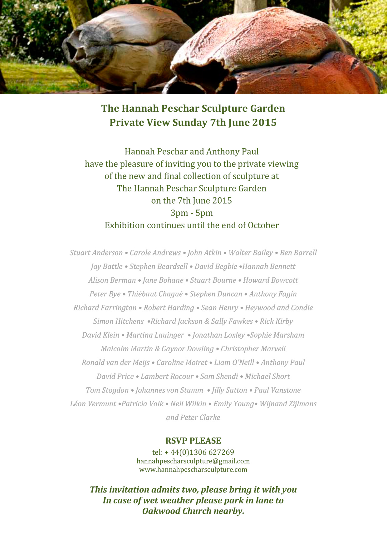 Invitation flyer with sculpture image