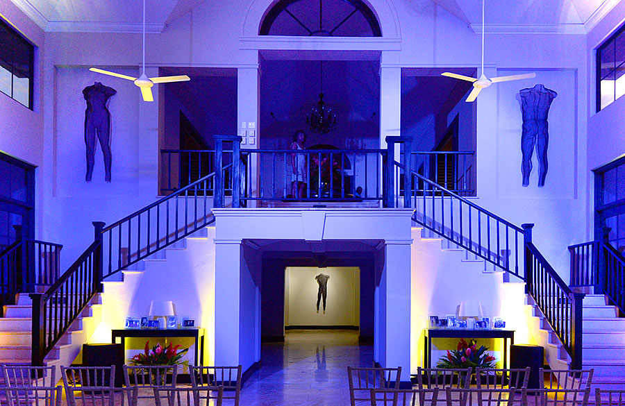 Hanover-Grange-illuminated, with David Begbie wall-mounted sculptures