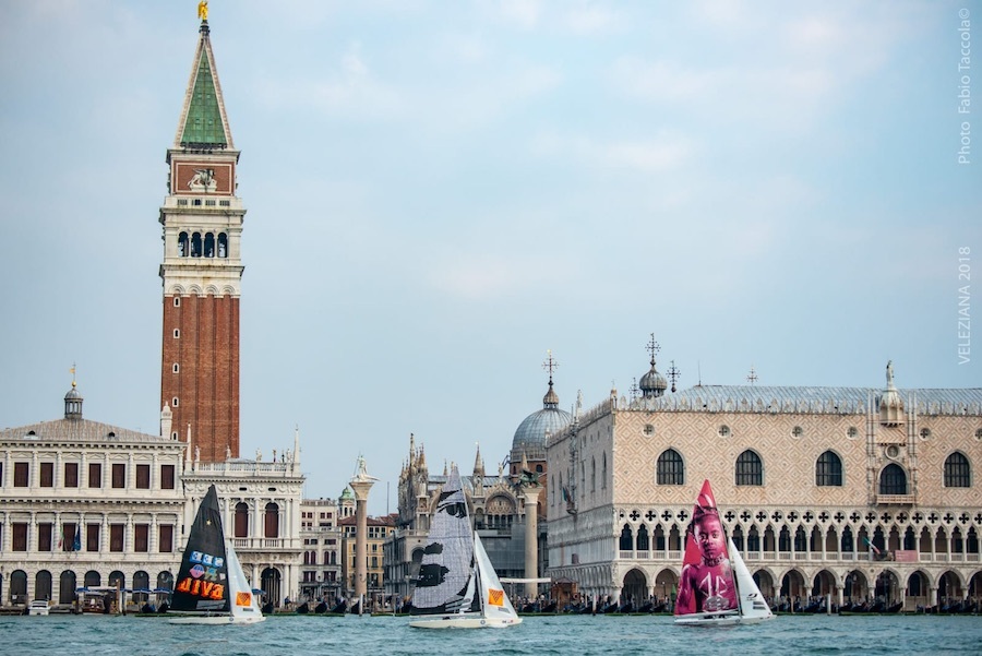 Sails design by International artists in fron of St Marco, Venice