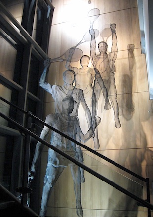 tennis players sculpture Wimbledon vip building