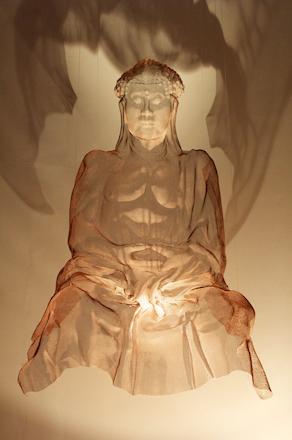 buddha sculpture semi transparent wire art