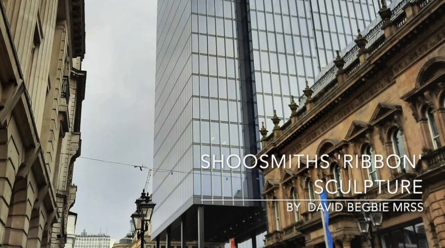 New office building in Birmingham as an introduction to a video about a sculpture installation by artist David Begbie