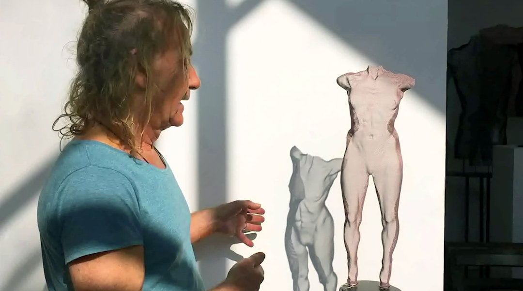 Sculptor David Begbie explains the beauty of metal skin, presenting his wire-mesh androgynous sculpture ASU 2018.
